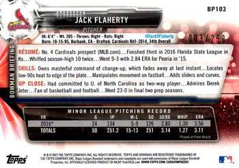 2017 Bowman - Prospects Purple #BP103 Jack Flaherty Back
