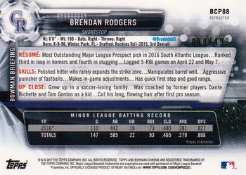 2017 Bowman - Chrome Prospects Refractors #BCP88 Brendan Rodgers Back