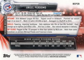2017 Bowman - Chrome Prospects Blue Shimmer #BCP20 Angel Perdomo Back