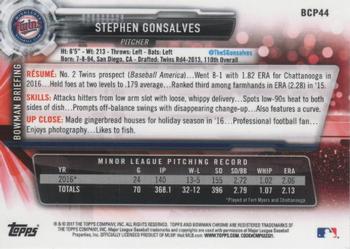 2017 Bowman - Chrome Prospects Blue Shimmer #BCP44 Stephen Gonsalves Back