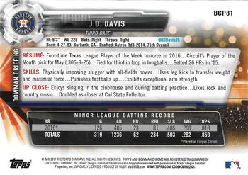 2017 Bowman - Chrome Prospects Blue Shimmer #BCP81 J.D. Davis Back