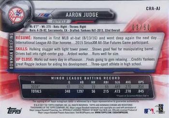 2017 Bowman - Chrome Rookie Autographs Gold #CRA-AJ Aaron Judge Back