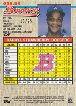 2017 Bowman - 1992 Bowman Chrome Orange #92B-DS Darryl Strawberry Back