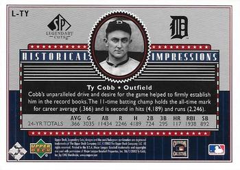 2003 SP Legendary Cuts - Historical Impressions Silver #L-TY Ty Cobb Back
