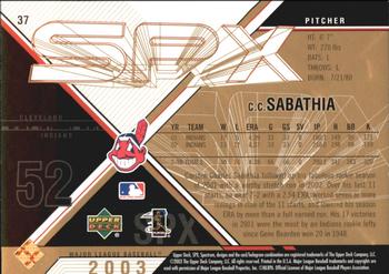 2003 SPx - Spectrum #37 CC Sabathia Back