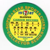 1987 7-Eleven Super Star Sports Coins: East Region #XI CM Pat Dodson Back
