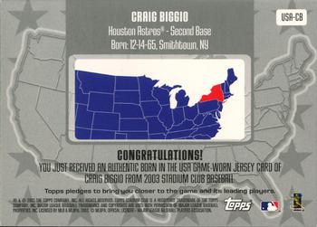 2003 Stadium Club - Born in the USA Relics #USA-CB Craig Biggio Back