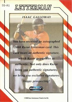 2008 Razor Letterman #IG-A1 Isaac Galloway Back