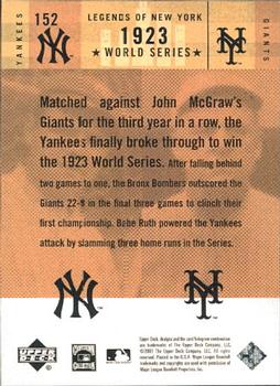 2001 Upper Deck Legends of New York #152 Babe Ruth / John McGraw Back