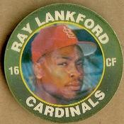 1991 Score 7-Eleven Superstar Action Coins: Midwest Region #10 WS Ray Lankford Front