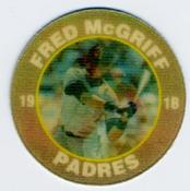 1991 Score 7-Eleven Superstar Action Coins: Southern California Region #9 PJ Fred McGriff Front