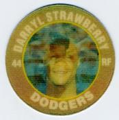 1991 Score 7-Eleven Superstar Action Coins: Southern California Region #14 PJ Darryl Strawberry Front