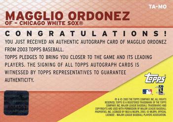 2003 Topps - Autographs #TA-MO Magglio Ordonez Back