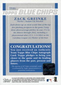 2003 Topps - Blue Chips Autographs #TT-ZG Zack Greinke Back