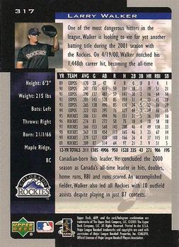 2001 Upper Deck MVP #317 Larry Walker Back