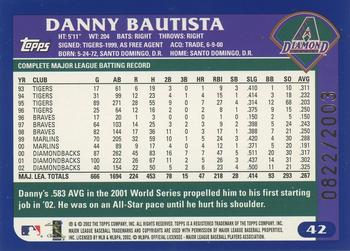 2003 Topps - Gold #42 Danny Bautista Back