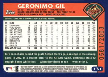 2003 Topps - Gold #131 Geronimo Gil Back