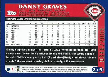2003 Topps - Gold #215 Danny Graves Back