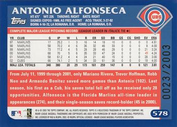 2003 Topps - Gold #578 Antonio Alfonseca Back