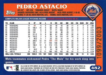 2003 Topps - Gold #482 Pedro Astacio Back