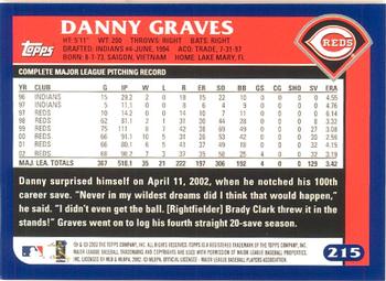 2003 Topps - Home Team Advantage #215 Danny Graves Back