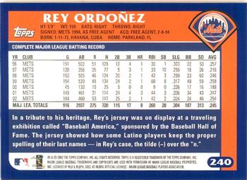 2003 Topps - Home Team Advantage #240 Rey Ordonez Back
