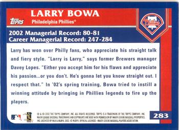 2003 Topps - Home Team Advantage #283 Larry Bowa Back
