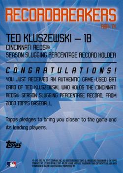 2003 Topps - Record Breakers Relics #RBR-TK Ted Kluszewski Back