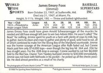 1988 Conlon World Wide Sports American All-Stars #NNO James Emory Foxx Back