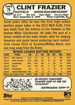 2017 Topps Heritage Minor League #75 Clint Frazier Back