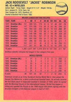 1989 U.S. Postal Service Baseball Legends #NNO Jackie Robinson Back