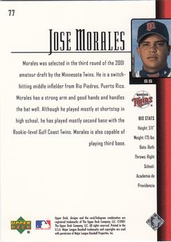 2001 Upper Deck Prospect Premieres #77 Jose Morales Back
