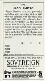 2003 Topps 205 - Sovereign #175 Ryan Harvey Back