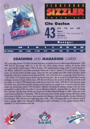 1997 Scorebook Sizzler Toronto Blue Jays #24 Cito Gaston Back