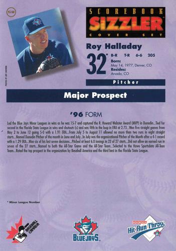 1997 Scorebook Sizzler Toronto Blue Jays #59 Roy Halladay Back