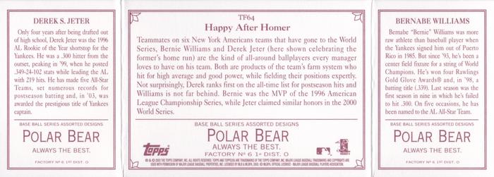 2003 Topps 205 - Triple Folder Polar Bear #TF64 Bernie Williams / Derek Jeter Back