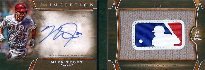 2017 Topps Inception - Autograph MLB Silhouetted Batter Logo Patch Books #IAML-MT Mike Trout Front