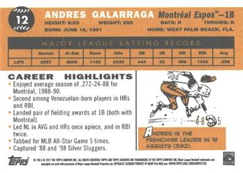 2017 Topps Archives - Blue #12 Andres Galarraga Back