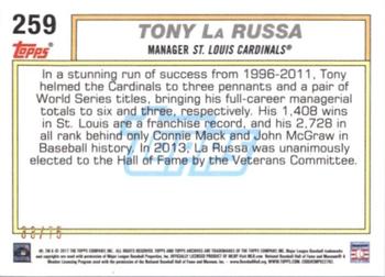 2017 Topps Archives - Blue #259 Tony La Russa Back
