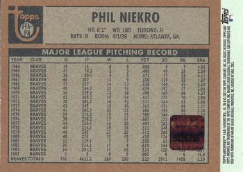 2003 Topps All-Time Fan Favorites - Archives Autographs #FFA-PN Phil Niekro Back