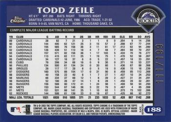 2003 Topps Chrome - Black Refractors #188 Todd Zeile Back