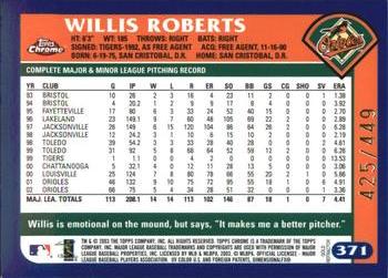 2003 Topps Chrome - Gold Refractors #371 Willis Roberts Back