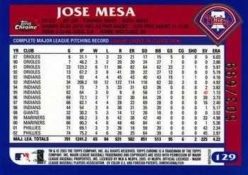 2003 Topps Chrome - Refractors #129 Jose Mesa Back