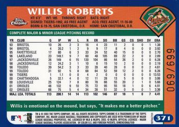 2003 Topps Chrome - Refractors #371 Willis Roberts Back