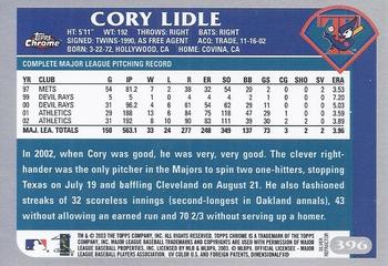 2003 Topps Chrome - Silver Refractors #396 Cory Lidle Back