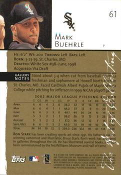 2003 Topps Gallery - Artist's Proofs #61 Mark Buehrle Back