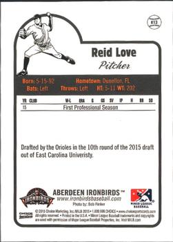 2015 Choice Aberdeen IronBirds #13 Reid Love Back