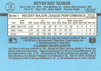 1991 Donruss #116 Kevin Tapani Back