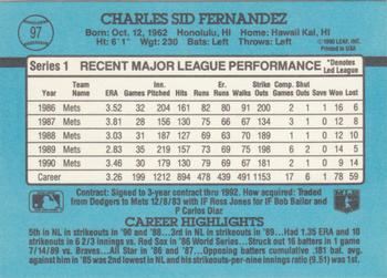 1991 Donruss #97 Sid Fernandez Back