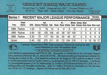 1991 Donruss #131 Greg Harris Back